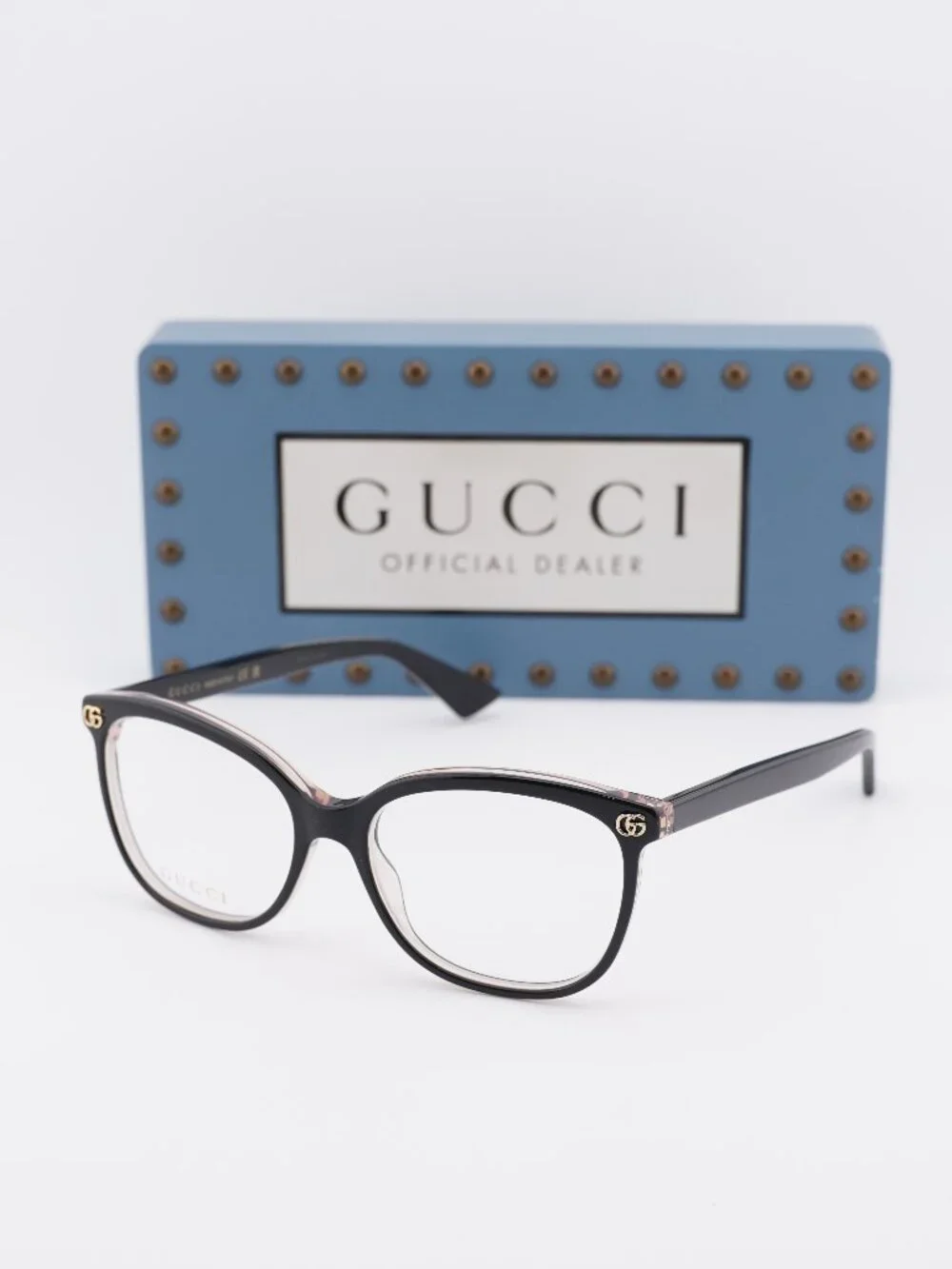 Gucci GG1816O 007 Cat Eye Eyeglasses - Black on Pink Crystal 54mm